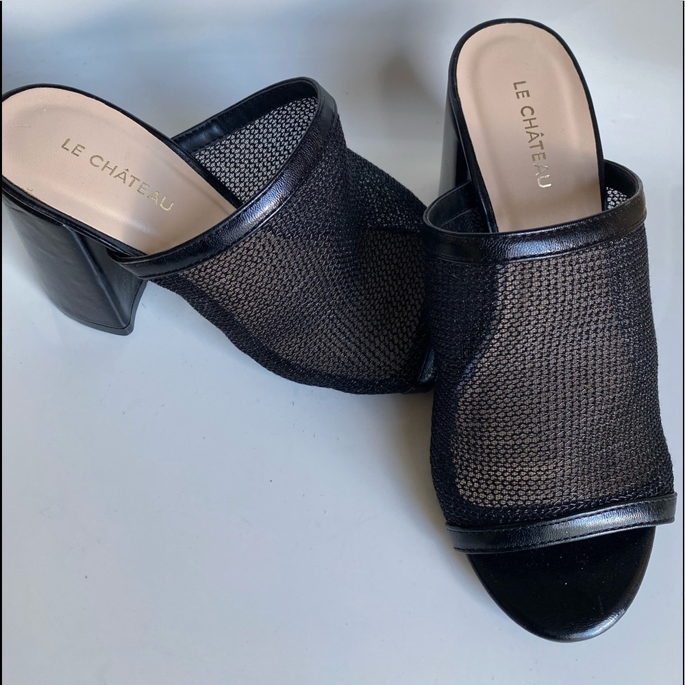 Le Chateau Black Mesh Mules - New